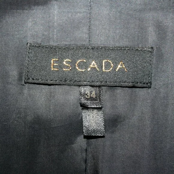 ESCADA Black Wool Crystal Trim 3 pc Evening Suit Jacket Skirt Top 34 US 4